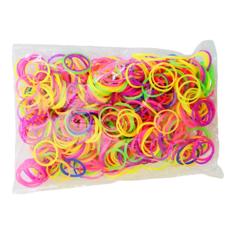 Recharge Rainbow loom 600 élastiques - Jaune jelly + 24 fermoirs
